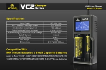 Зарядное устройство XTAR VC2 для Li-Ion аккумуляторов